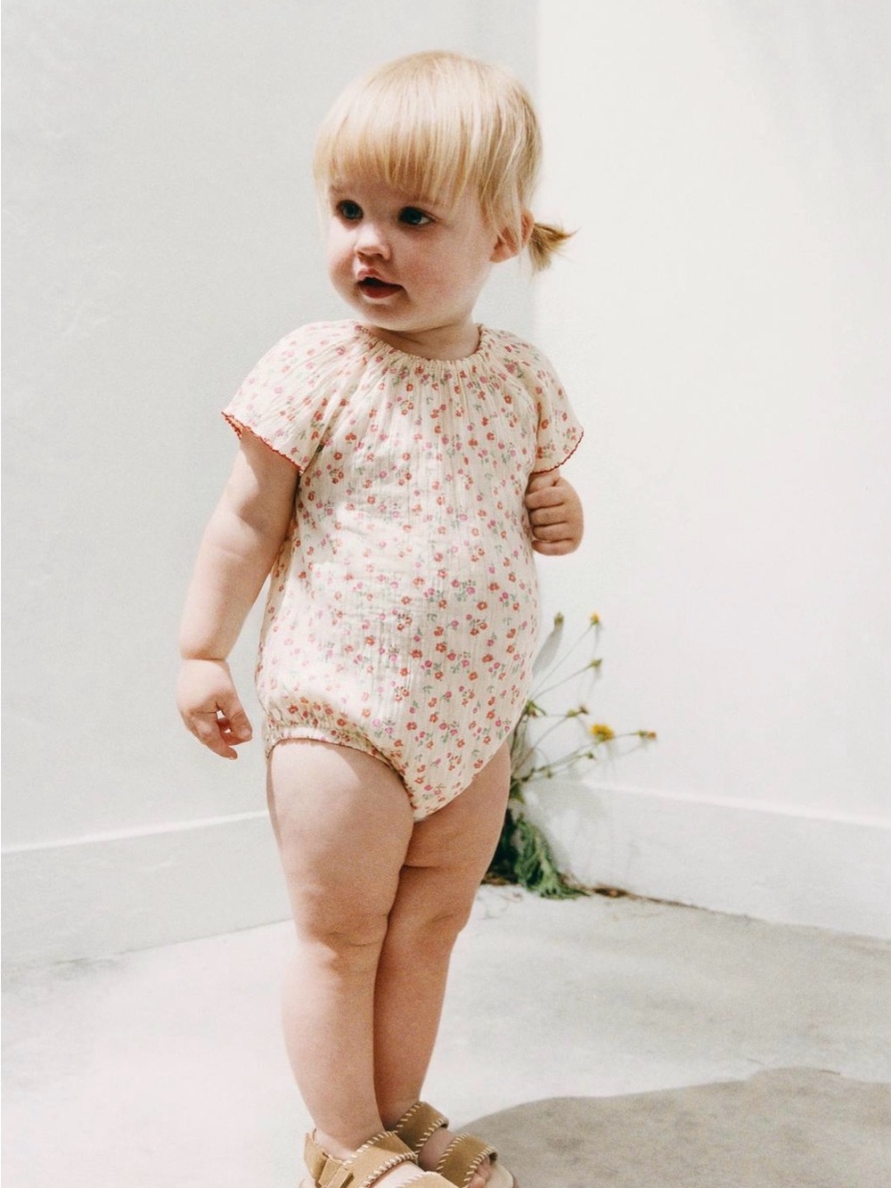 Zara Baby Floral Ruffle Bodysuit Romper